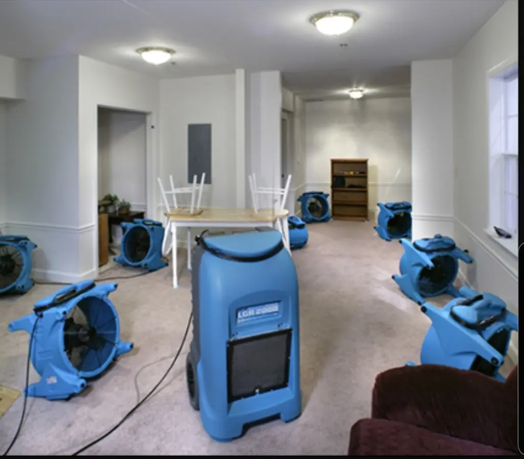 Air movers and dehumidifier setup for Water Extraction & Removal in Gering